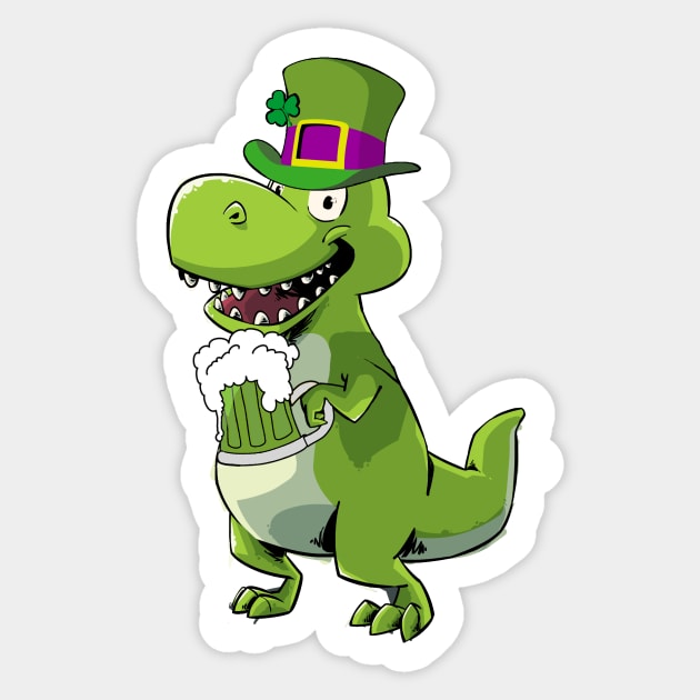 St Patricks Day, Dinosaur, T Rex, Funny Sticker by iHeartDinosaurs